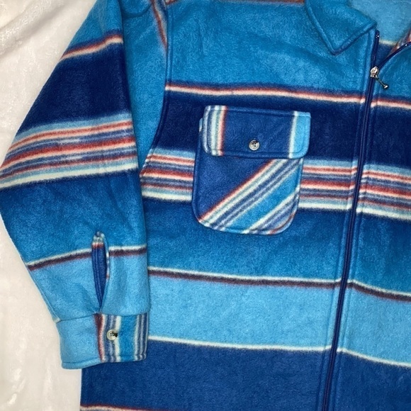 VINTAGE Out Brook Western Stripe Print Fleece Button-up Size Large - Picture 6 of 16